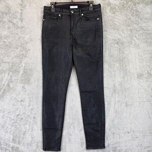 Good American Jeans Womens Size 10/30 Black Good Legs Coated Skinny Stretch